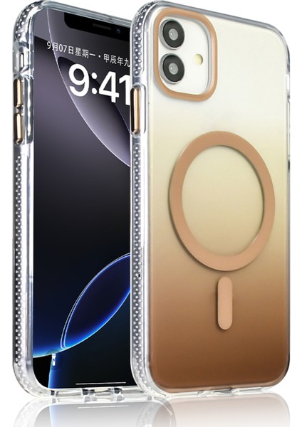 Apple iPhone 11 Uyumlu M-Safe Şarj Özellikli Transparan Renk Geçişli Kılıf
