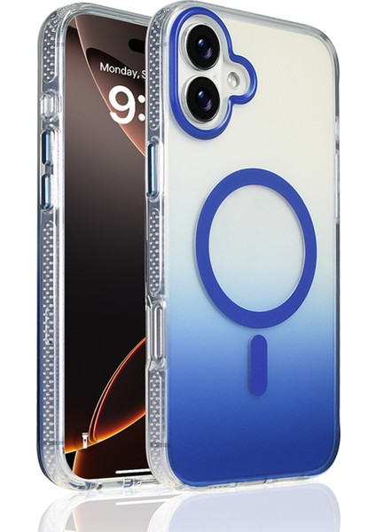 Apple iPhone 16 Uyumlu M-Safe Şarj Özellikli Transparan Renk Geçişli Kılıf