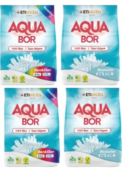 Aquabor Renki ve Beyazlar Için 6 kg *4 Adet 24 kg 160 Yıkama.