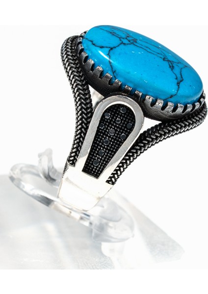 Turkuaz Taşlı 925 Ayar Gümüş Erkek Yüzük – Özgün ve Sanatsal Tasarım fiyatları