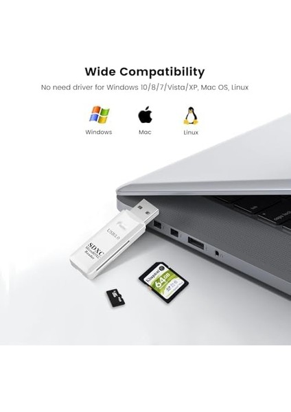 Usb3.0 Sd/tf Kart Okuyucu, USB 3.0 5gbps Yüksek Hızlı Çift Yuvalı Otg Hafıza Kartı Adaptörü Tf/micro Sd/sd/sdxc/micro Sdxc/micro Sdhc Hafıza Kartları Için, MacBook Pro/air ile Uyumlu modelleri