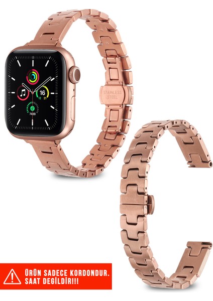 Apple Watch 4/5/6/7/8/9/10/se/ultra/ultra2/ultra3 44MM/45MM/49MM ve Seri 10/11 46MM Uyumlu Metal Kordon