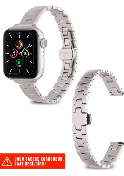 Apple Watch Seri 2/3/4/5/6/7/8/9/se 38MM 40MM 41MM ve Seri 10/11 42MM Uyumlu Metal Kordon