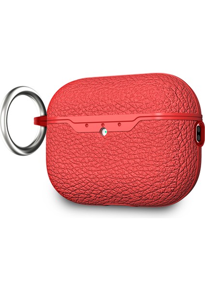 Apple Airpods Pro 3 Uyumlu Darbelere Dayanıklı Deri Görünümlü Askı Aparatlı Silikon Kılıf