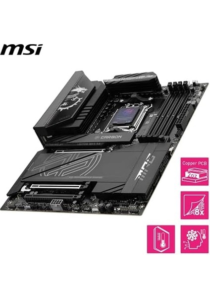 Mpg X870E Carbon Wıfı Am5 Ddr5 8400MHZ(OC) Usb4 4x M.2 HDMI 5g Lan 2.5g Lan Wıfı 7 Rgb Atx modelleri