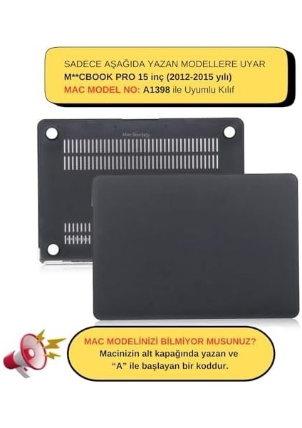 Pro Kılıf 15INÇ Mat (Eski Hdmı&apos;lı MODEL:A1398 2012-2015) ile Uyumlu Siyah fiyatları