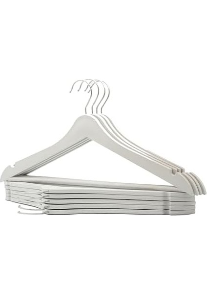 24 Adet Beyaz Ahşap Görünümlü Plastik Askı Kıyafet Gömlek Askısı modelleri