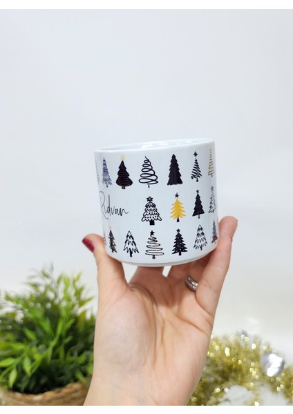 Isme Özel Kişiye Özel Çam Ağacı Yılbaşı Temalı Happy New Year Design T Kupa Bardak Latte Fincanı fiyatları