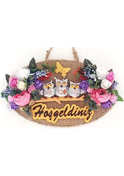 Ailesi Hoşgeldiniz Yazılı Çiçekli El Yapımı Kapı Süsü fiyatları