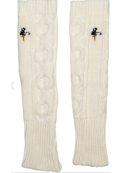 Yün Kolluk/Tozluk İşlemeli Beyaz
