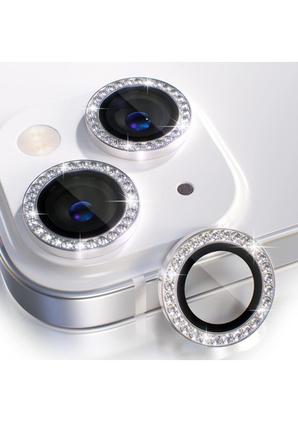 14,14 Için, Taşlı, Kamera Lens, Basit Kurulum, Hd Görüntü, Metal Çerçeve, 9h Temperli Cam, Çizilmeye Dayanıklı, Camera Lens Protector (Gümüş)