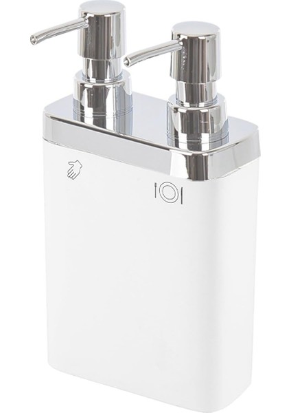 Viva 2&apos;li Sıvı Sabunluk, ‎6 x 12.5 x 22 Cm, Beyaz (M-E11-01)