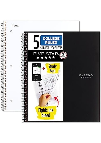 Star Spiral Defterler, 2&apos;li Paket, 5 Bölümlü, 28X21.6 Cm, 200 Sayfa fiyatları