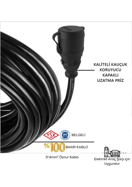 %100 Bakır 3*4mm2 Uzatma Kablo modelleri