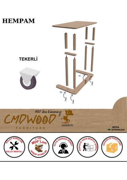 HEMPAM Laptop Masası – Ergonomik, Dayanıklı & Çok Yönlü Kullanımı – Ofis & Ev İçin Çok Amaçlı MDF’lam ve Ahşap ayaklı fiyatları