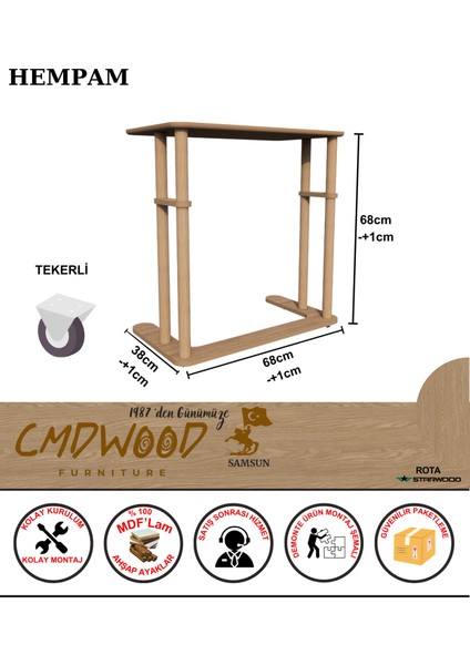 HEMPAM Laptop Masası – Ergonomik, Dayanıklı & Çok Yönlü Kullanımı – Ofis & Ev İçin Çok Amaçlı MDF’lam ve Ahşap ayaklı fırsatları