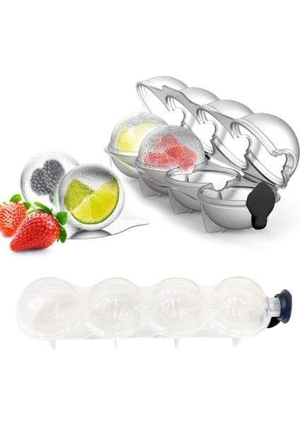 Top Şeklinde Buz Yapma Dondurucu Kalıbı Buzluk Küre 4&apos;lü Şekil