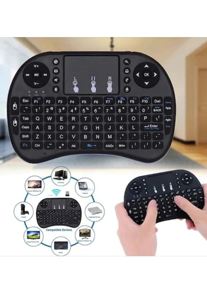 Smart Tv Box Ps3 Uyumlu Kablosuz Dokunmatik Işıklı Şarjlı Touchpadli Mini Q Klavye ( Lisinya ) fiyatları