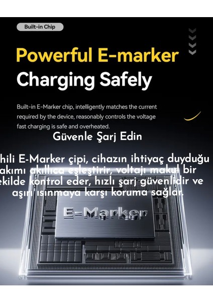 Thunderbolt 4 Usb 4.0 E-Marker Akıllı Çip 240W 40Gbps 8K+4K Type-C Video Görüntü Hızlı Şarj ve Data Video Kablosu Ce Lisanslı Sertifikalı Orjinal