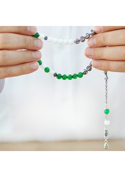 Kararmaz Metal Arnavut Püsküllü Küre Kesim Isme Özel Yeşil Beyaz Jade Doğaltaş Taraftar Tesbih modelleri