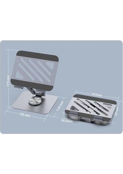 Tablet 360° Dönebilen Tablet Tutucu Katlanabilir Tablet ve Telefon - Gri fiyatları