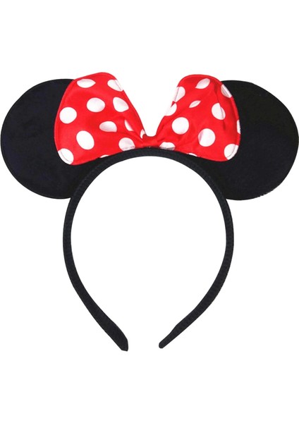 Kırmızı Fiyonklu Minnie Mouse Taç Fare Tacı Kafa Bandı - Lisinya