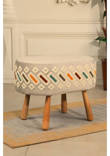 pufi dekoratif puf - modern renkli - nakışlı - gürgen ayaklı - oval puf - çok amaçlı kullanım - modern bench fiyatları