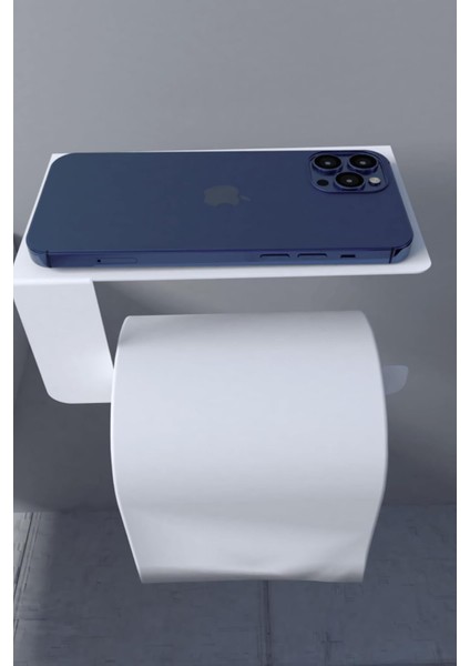 Metal Beyaz Telefon Raflı Tuvalet Kağıtlık, Wc Kağıtlık ve Tuvalet Kağıtlığı