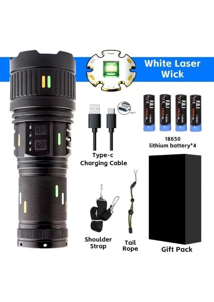 Pro F-3001 Alüminyum Tg LED Güç Göstergeli Type-C Şarjlı El Feneri 100 W - Lisinya