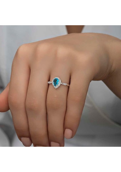 Hk Gümüş Kadın Yüzük Turkuaz Damla Taşlı |Gümüş Takı Hediyelik Ürünler fiyatları