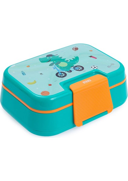 4 Bölmeli Beslenme Kutusu Dinozor Yeşil 1030 Ml(Çatal Kaşık Dahildir)