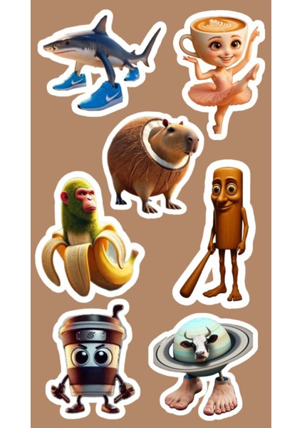 Brainrot Telefon Laptop Notebook Tablet Defter Matara Stiker Etiket ST2032