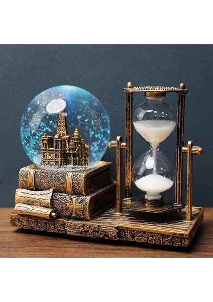 Dekoratif Kar Küresi ve Kum Saati Gold MZ235-55