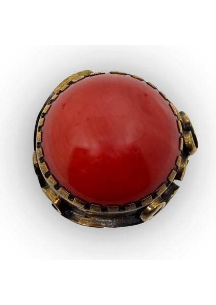 Otantik Doğal Mercan Taşlı Gümüş Vintage Kadın Yüzük modelleri