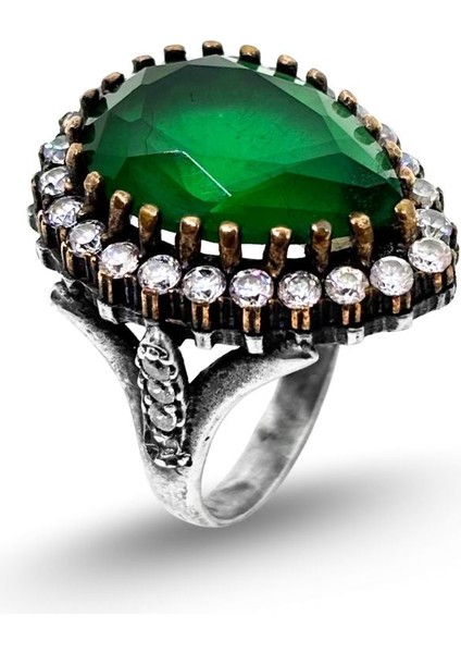 Damla Zümrüt Taşlı Gümüş Hürrem Sultan Yüzük