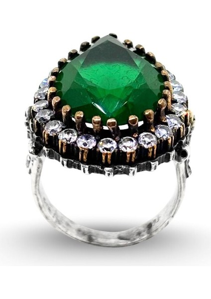 Damla Zümrüt Taşlı Gümüş Hürrem Sultan Yüzük fiyatları