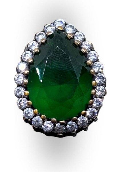 Damla Zümrüt Taşlı Gümüş Hürrem Sultan Yüzük fırsatları