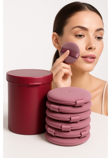 7’li Makyaj Pamuğu Seti – Yumuşak Dokulu, Kaplı Saklama Kutulu, Pudra ve Fondöten Için 722338 modelleri