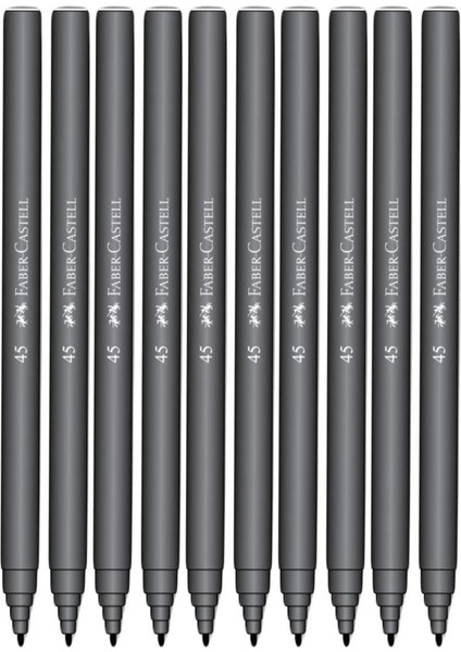 Iğne Uçlu Keçeli Seti, 10’lu, Siyah Renk, Havalandırmalı Kapak, Kağıt ve Karton Yüzeyler Için Uygun