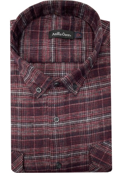 Büyük Beden Çift Cep Klasik Kışlık Kaşmir Gömlek - 7462