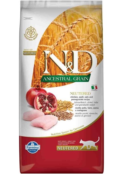 Düşük Tahıllı Tavuklu ve Narlı Kısırlaştırılmış Kedi Maması 10 kg