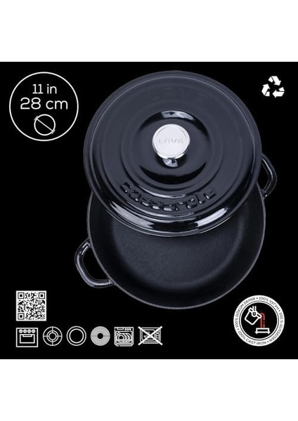 Döküm Yuvarlak Çok Amaçlı Yayvan Tencere New Serisi ÇAP(Ø)28CM. Siyah fiyatları