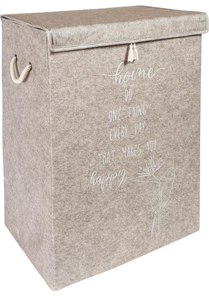 Çamaşır Sepeti Kirli Çamaşır Torbası Çamaşır Sepet Keçe Kapaklı Çok Amaçlı Kutu Sepet Oyuncak Saklama Sepeti (55X40X30 Cm)