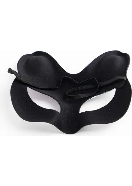 Siyah Renk Süet Kaplama Üzeri Gümüş Mavi Simli Kedi Maskesi 17X14 cm modelleri