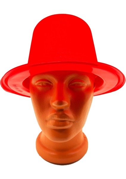 Kırmızı Renk Plastik Nubuk Kadife Flok Kaplama Fötr Şapka 11 cm modelleri