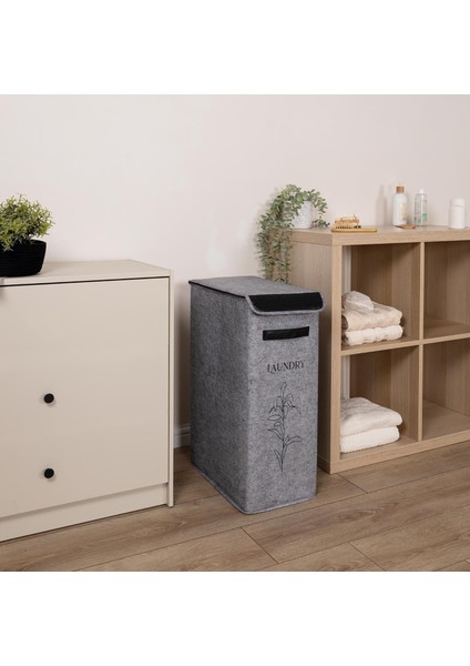 Kirli Çamaşır Sepeti Büyük Küçük Seçenekli Katlanır Sepet Selesi Çok Amaçlı Keçe Kutu Oyuncak Sepeti (Tek Bölmeli: 60X40X25CM)