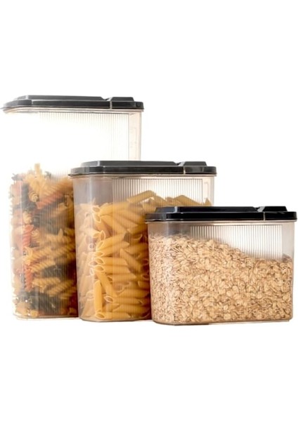 3&apos;lü Erzak Saklama Kabı 2400 x 1700 x 1200ML - 3&apos;lü Kuru Gıda Saklama Kabı Toplam 5300ML