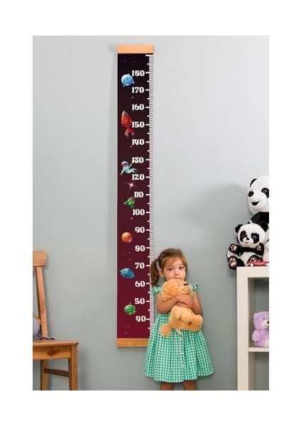 Hediye Uzay Tasarımlı Boy Ölçme Cetveli - Asılabilir Boy Ölçer - Duvar Bebek Boy Ölçer modelleri