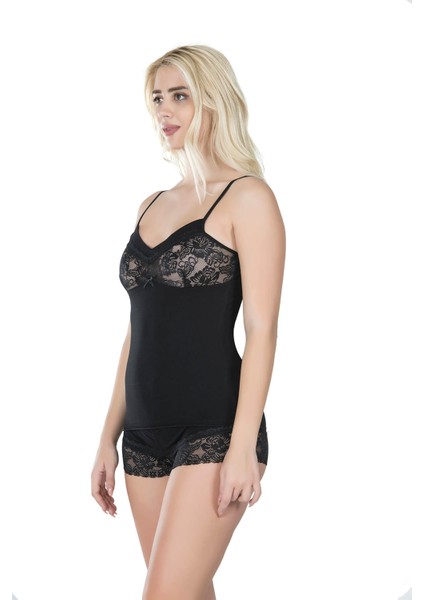 Ip Askılı Dantelli Atlet Şort Takım 071 modelleri