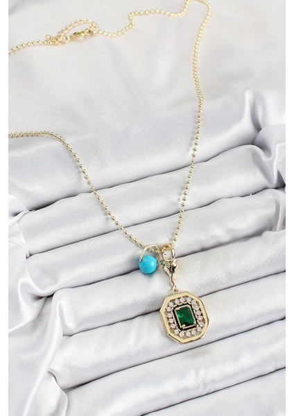 Gold Renk Pirinç Zirkon Taşlı Kadın Serenay Kolyesi - Lisinya fiyatları